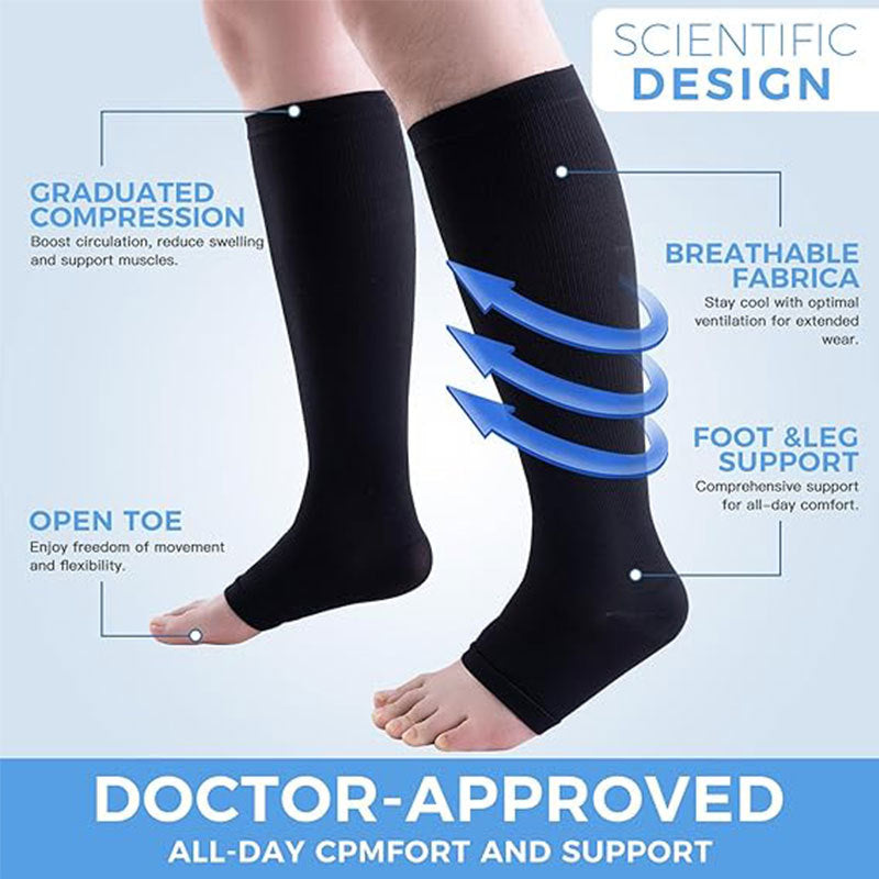 Chaussettes à compression zippées Chaussettes à orteil ouvert