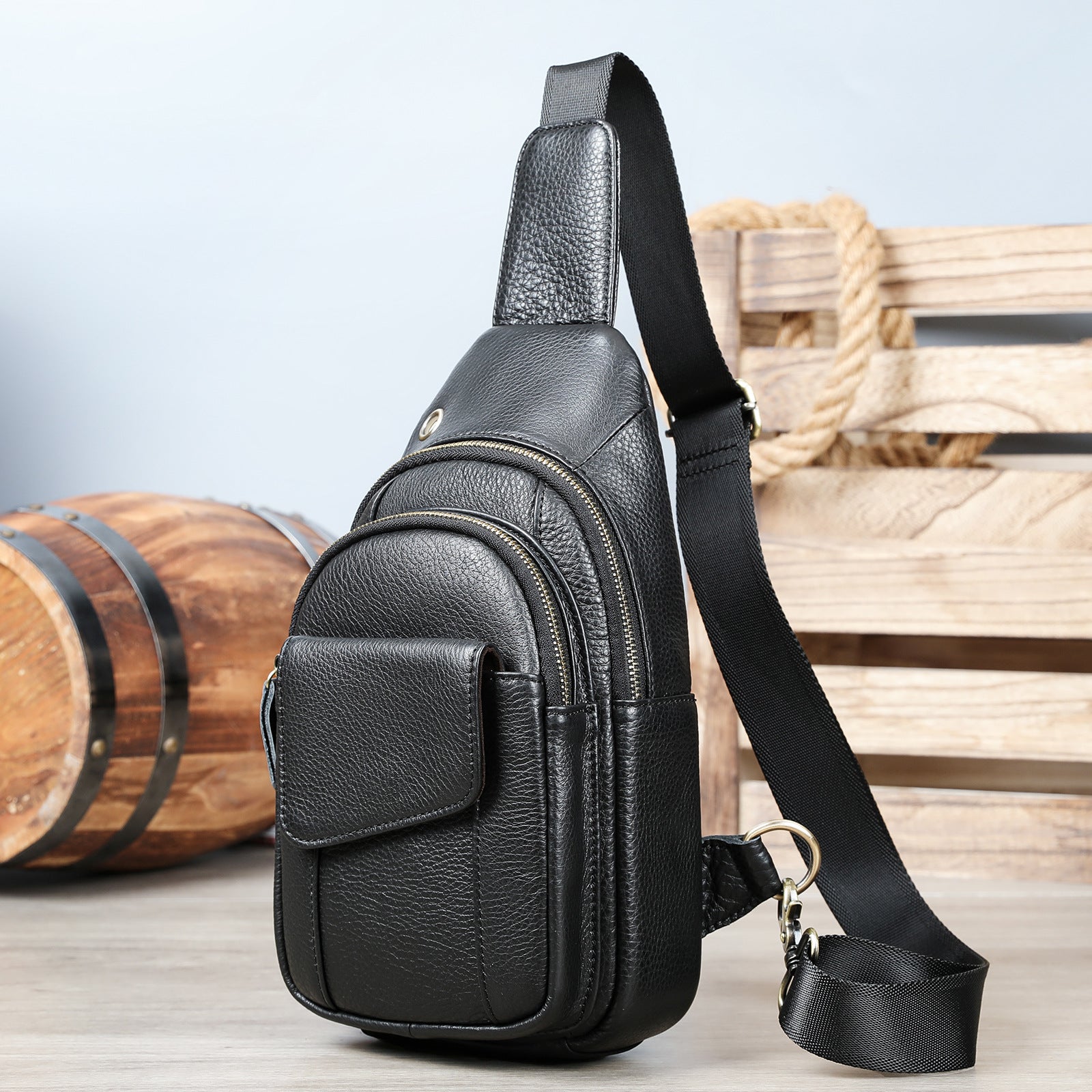 Sac transversal vintage de grande capacité pour hommes