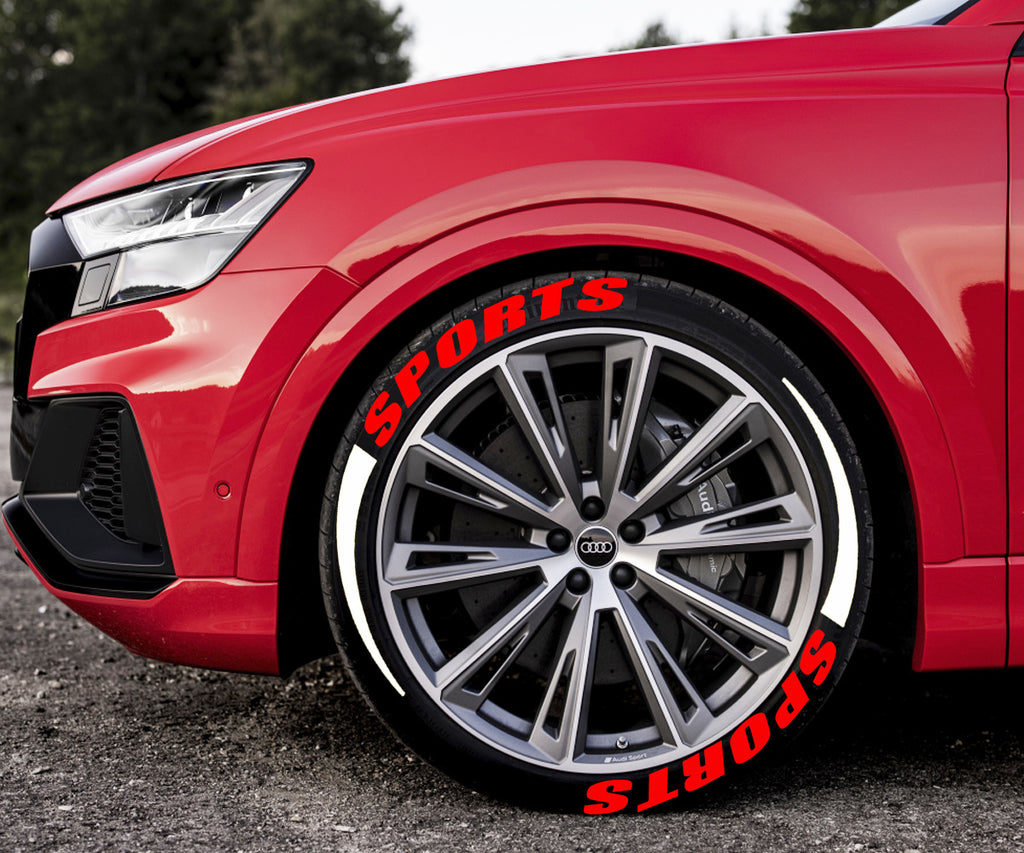 SPORTS Auto Moto Tire lettre Sticker Pvc en caoutchouc Style de voiture Modification Roue