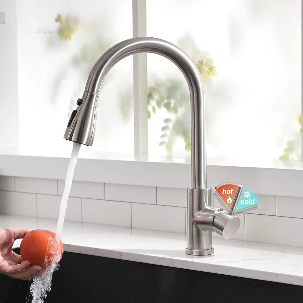 360 Robinets de mélangeur d'évier de cuisine tirer Spout Spray à levier unique moderne Mono Tap