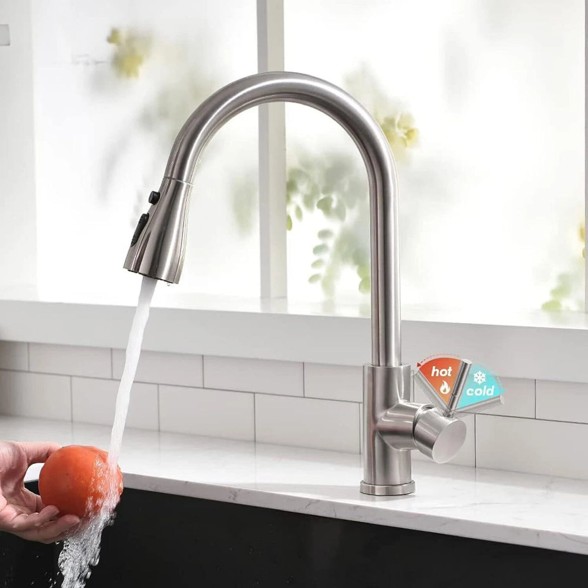 360 Robinets de mélangeur d'évier de cuisine tirer Spout Spray à levier unique moderne Mono Tap