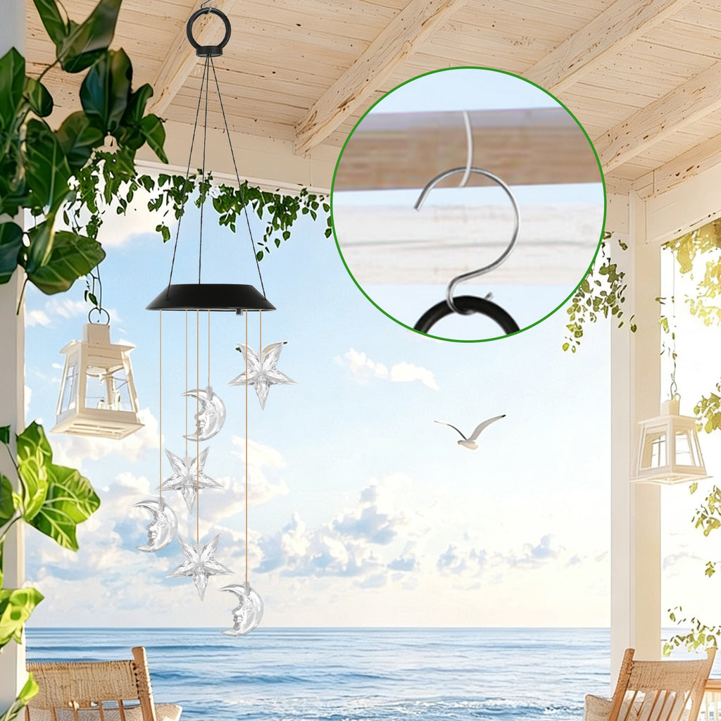 1Pc 2Pc Quantité Options Solaire Lune et Étoile Vent Chime 7 Couleur Changement de vent Chime pour Ou