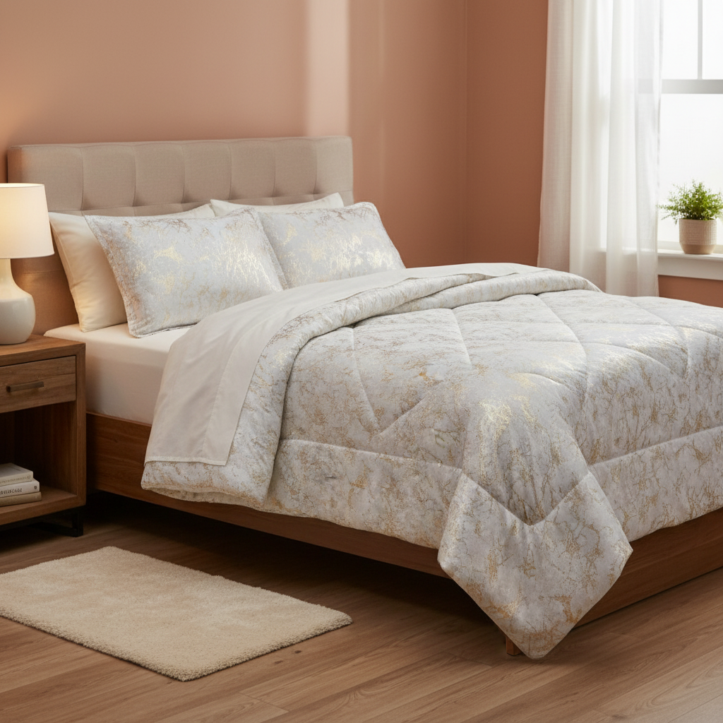 Set de confort de style métallisé 3 pièces pour la Reine Et Roi