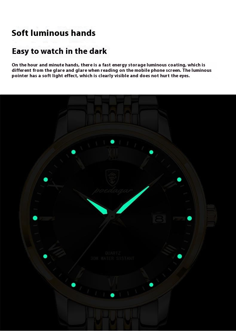 Montres Homme Imperméable Calendrier lumineux Montres Quartz