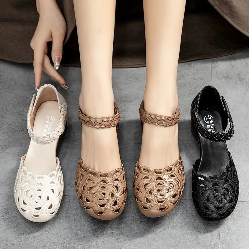 Femmes Mode polyvalent orteil rond Hollow-out chaussures plates