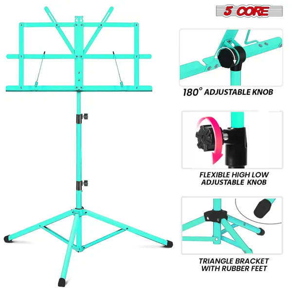 5 Core Music Stand réglable 57" Supports de livres de bureau Support de feuille Tout le livre métallique portable