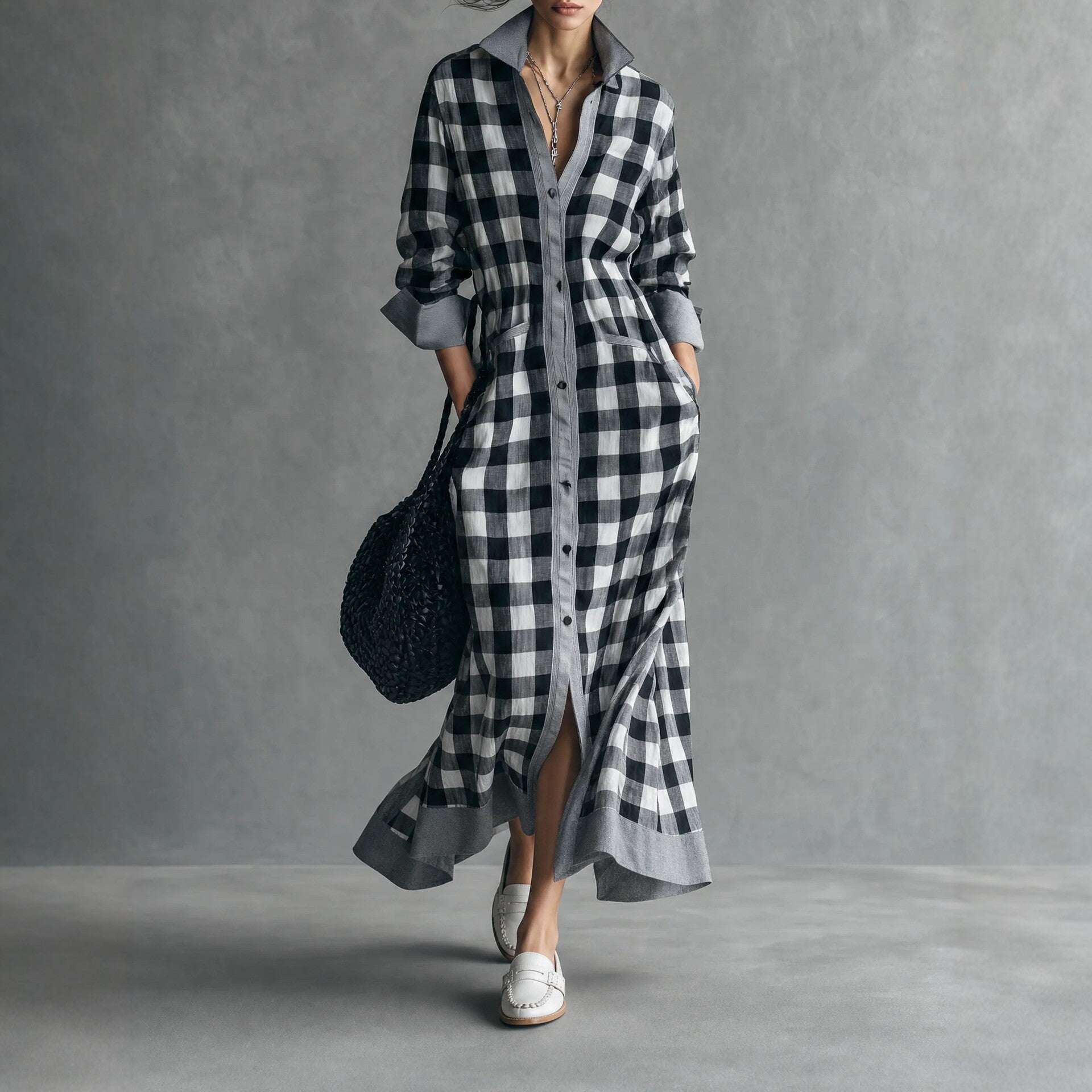 Robe de chemise à manches longues pour femmes