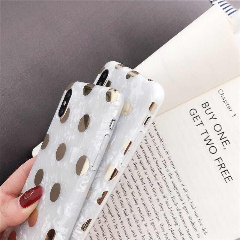 Love Polka Dot Bronzing Shell modèle boîtier téléphonique