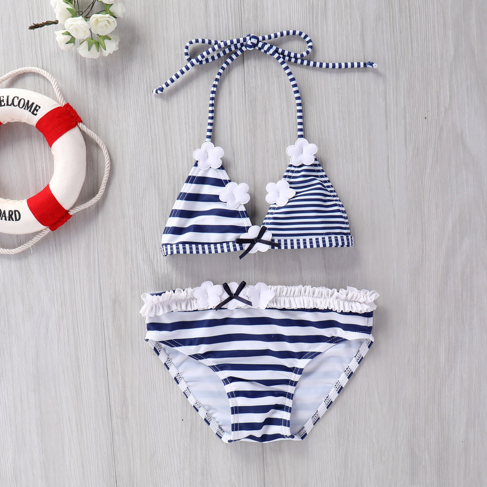 Maillot de bain en dentelle rayée bébé