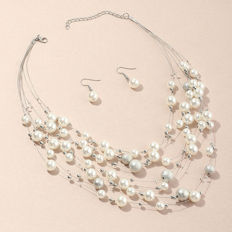 Pendentif collier en perles multicouches
