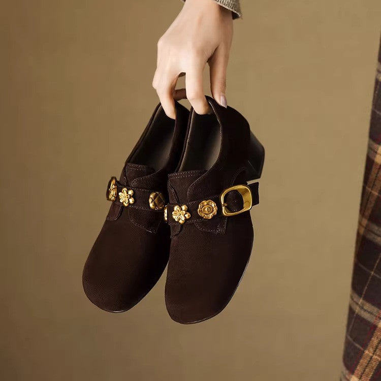 Mocassins d'orteils ronds pour femmes avec strass