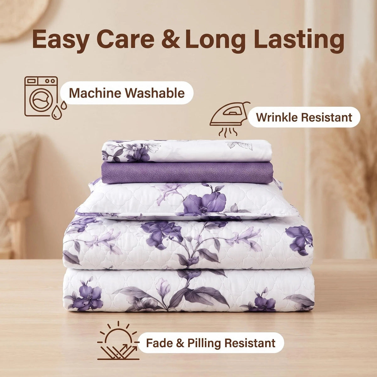 Couche de lit et rideau pour la fleur de 9 piece pour roi de Californie