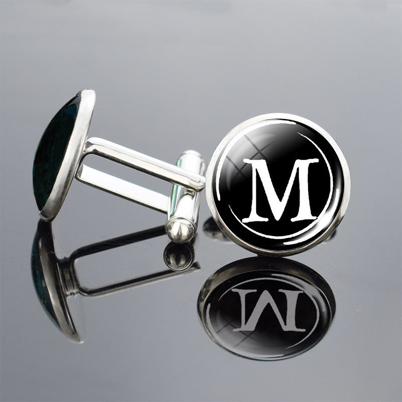 26 Lettre anglaise Cufflinks Metal Time Gem