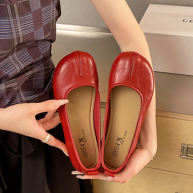 Soft Leather Soft Sole Confortable Ballet Flats Summer Shallow Bouche Robe Match Mary Jane
