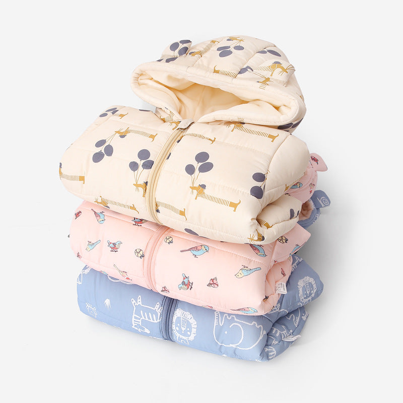 Veste rembourrée en coton avec polaire épais et à capuche pour bébés et tout-petits