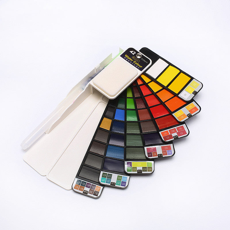 Peinture aquarelle solide pliable en forme de ventilateur