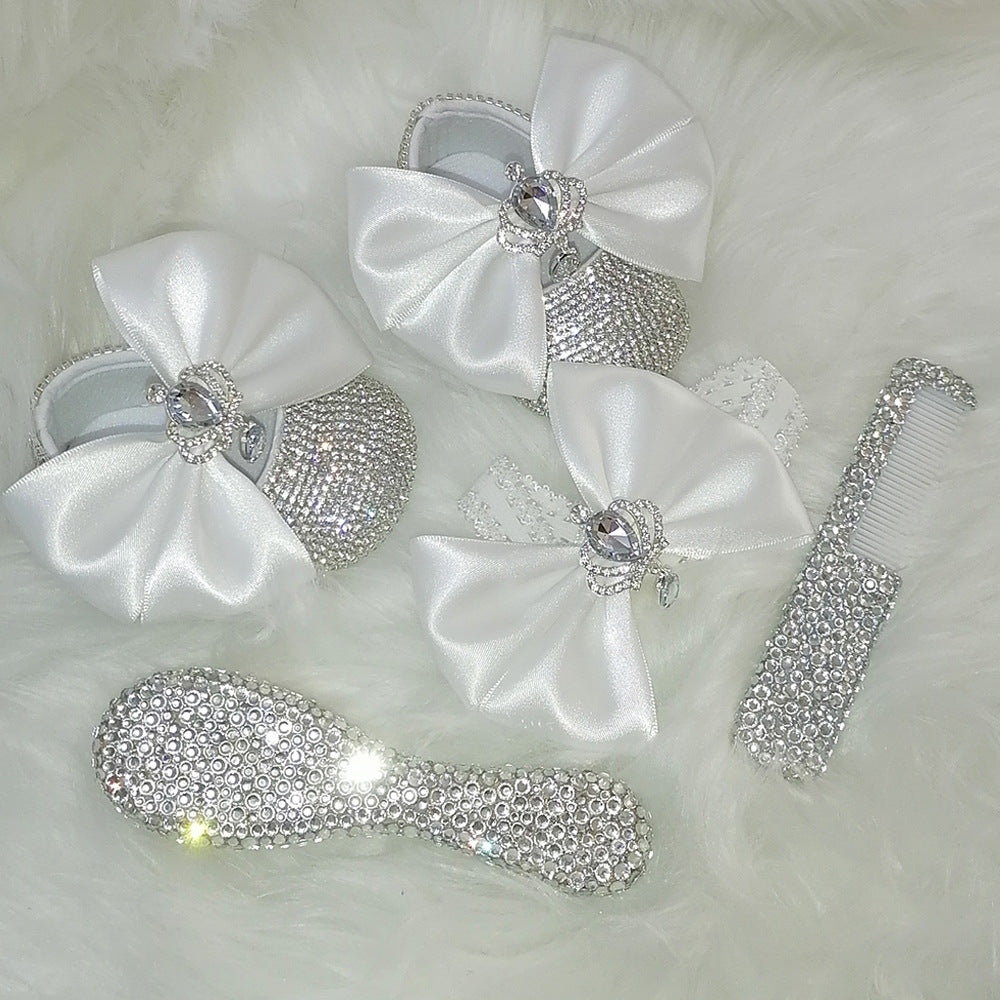 Chaussure de bébé fille en strass fait main