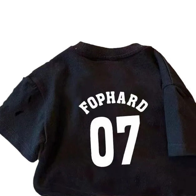 T-shirt en coton à manches courtes pour enfants avec impression lettre