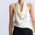 Double face Satin Lustrous Relaxed-fit Figure-flattering Halter Top