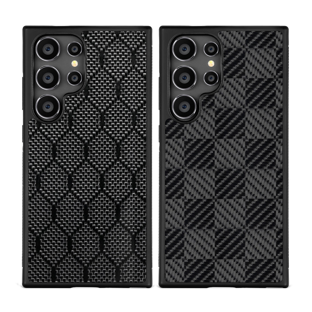 Boîtier de téléphone en fibre de carbone Square Twill Honeycomb compatible avec le S25 Ultra