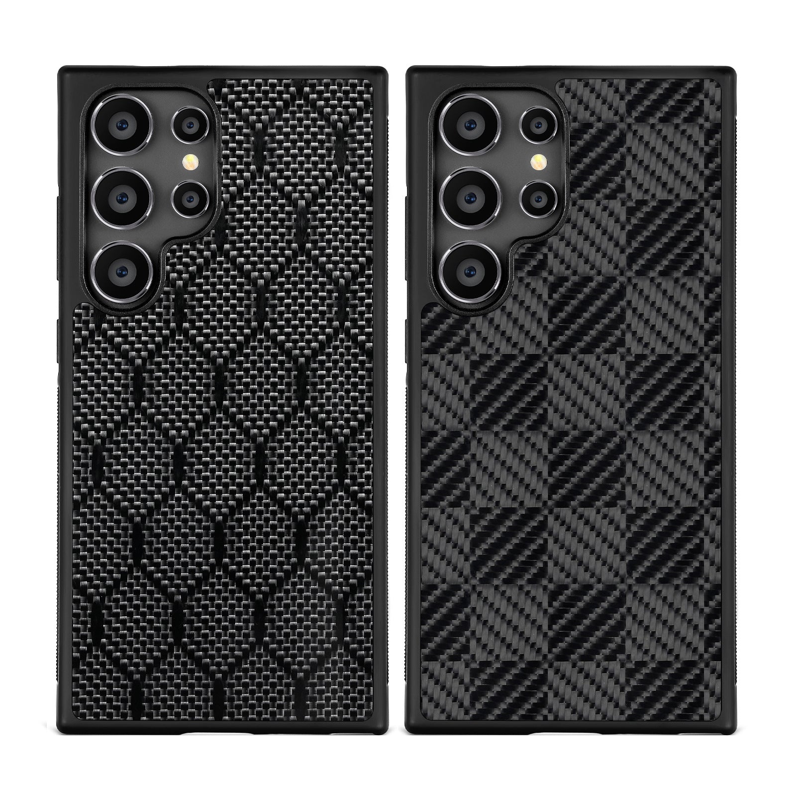 Boîtier de téléphone en fibre de carbone Square Twill Honeycomb compatible avec le S25 Ultra