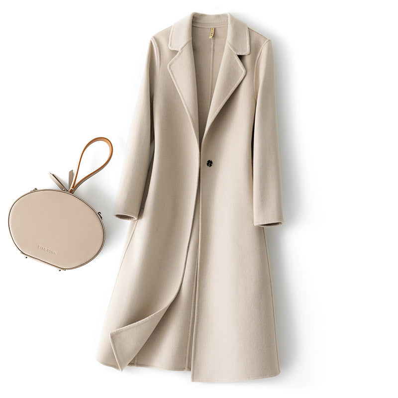 Robe en cachemire Femmes Laine mi-longueur Vêtements de dessus