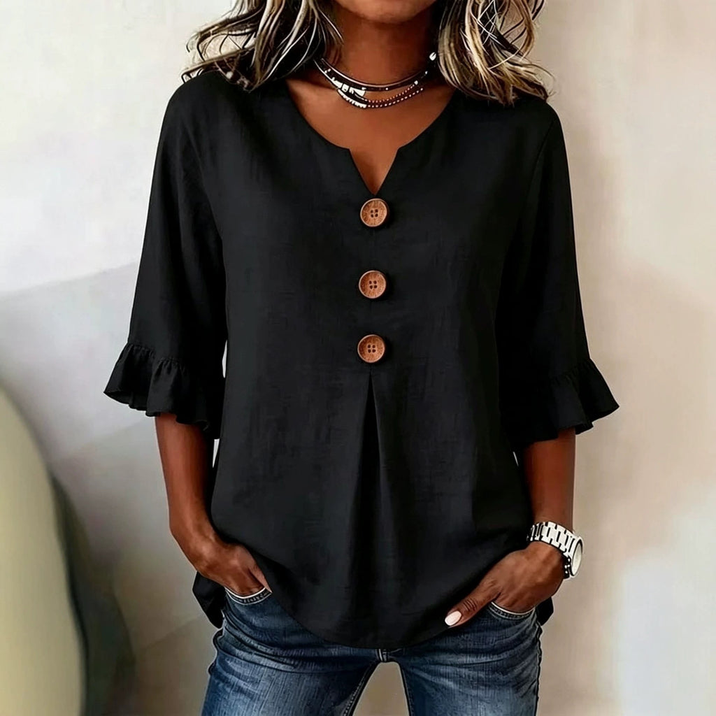 Vêtements européens et américains pour femmes Été Amazon Couleur solide Boutonné Femmes Casual F