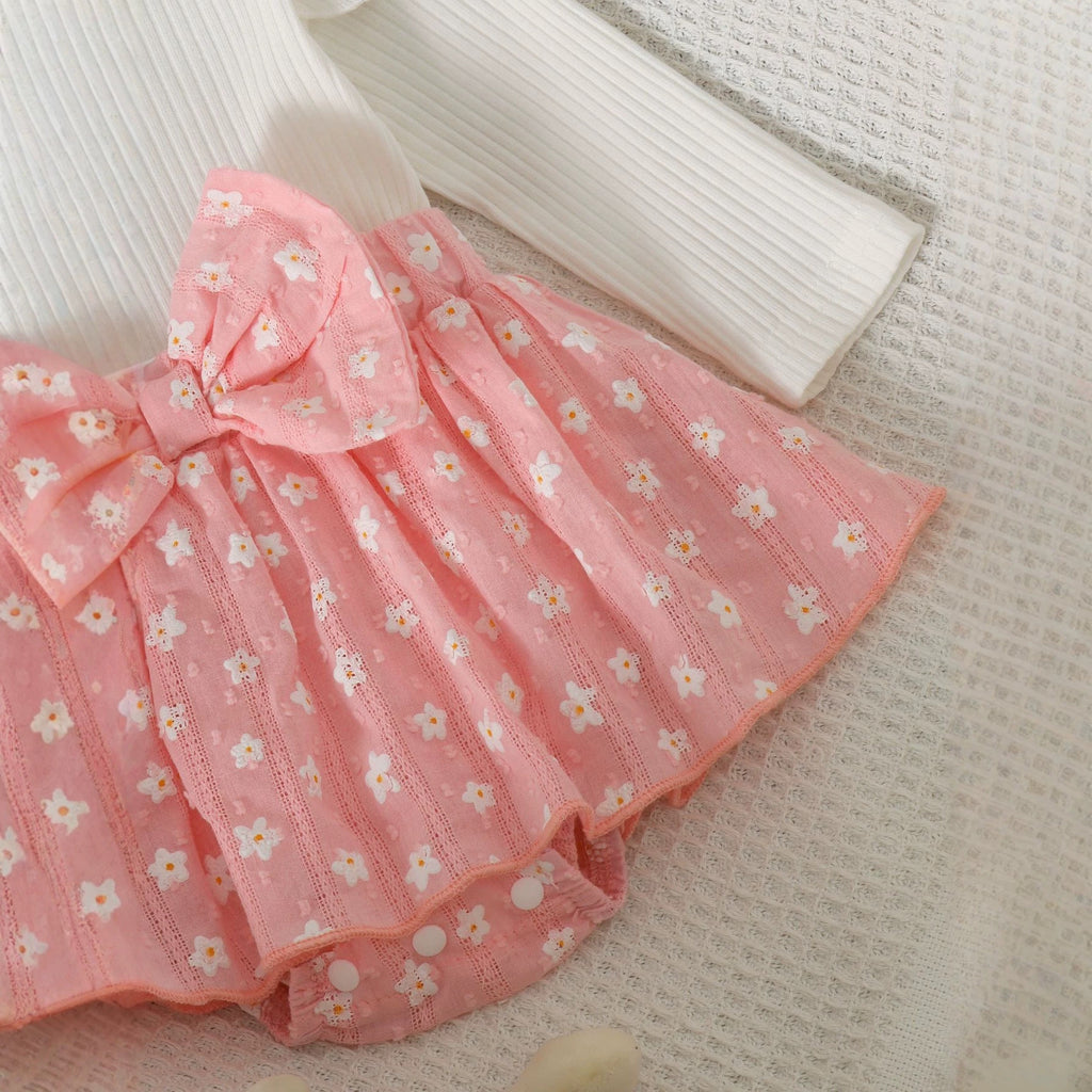 Floral Bowknot Ensemble de robes à une pièce pour filles