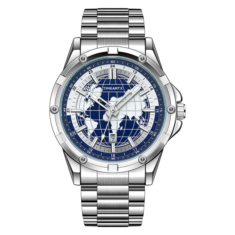 Luminous water-resistant terrestrial quartz watch