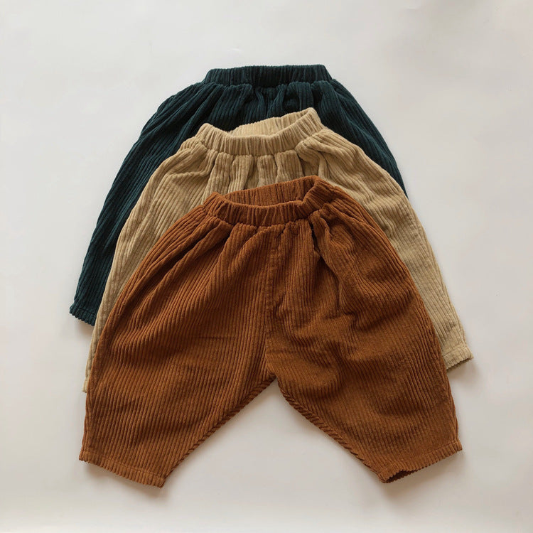 Garçons et filles épais Velours rayés Casual épais Pantalons radish