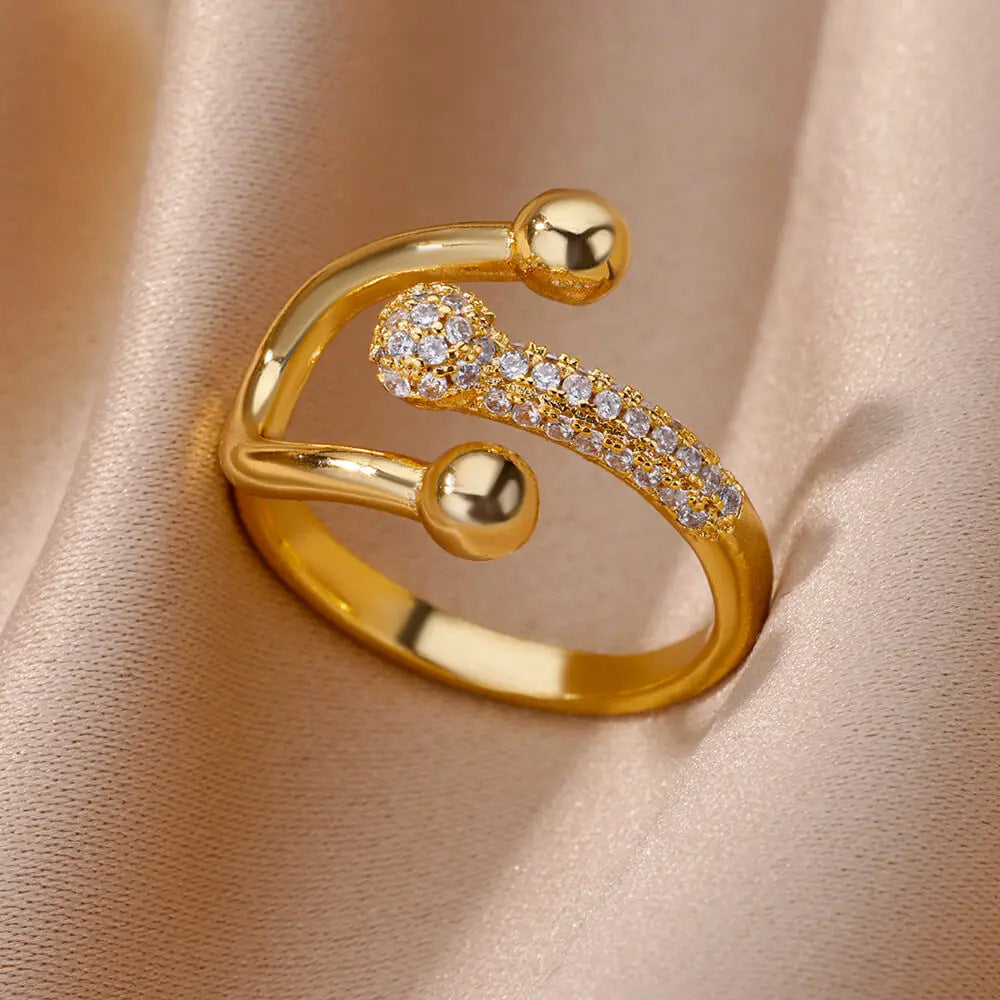 Hot-Selling 18K Gold-Plate entièrement diamante Luxury Non-Fading Anneau ouvert pour les femmes