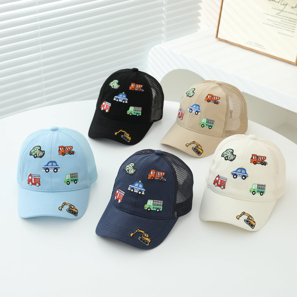 Style pour enfants Brodé modèle mixte Petite voiture avec semi-net respirant Brimmed Withou