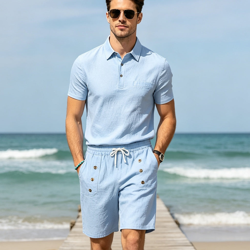 Polo en lin et shorts pour hommes