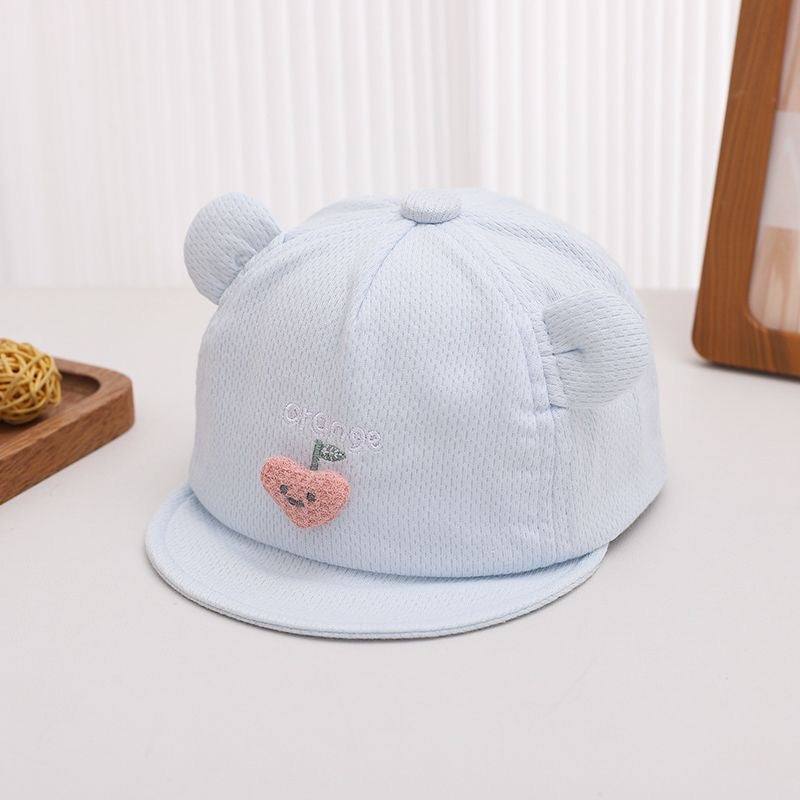 Printemps et été Mesh respirant bébé doux Brimmed Bow Cap lettres brodées Cute Cherr
