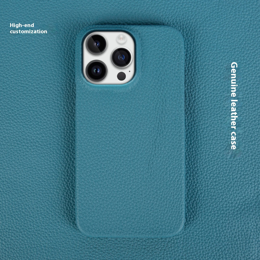 Simple Solid couleur cuir demi-paquet de téléphone Case