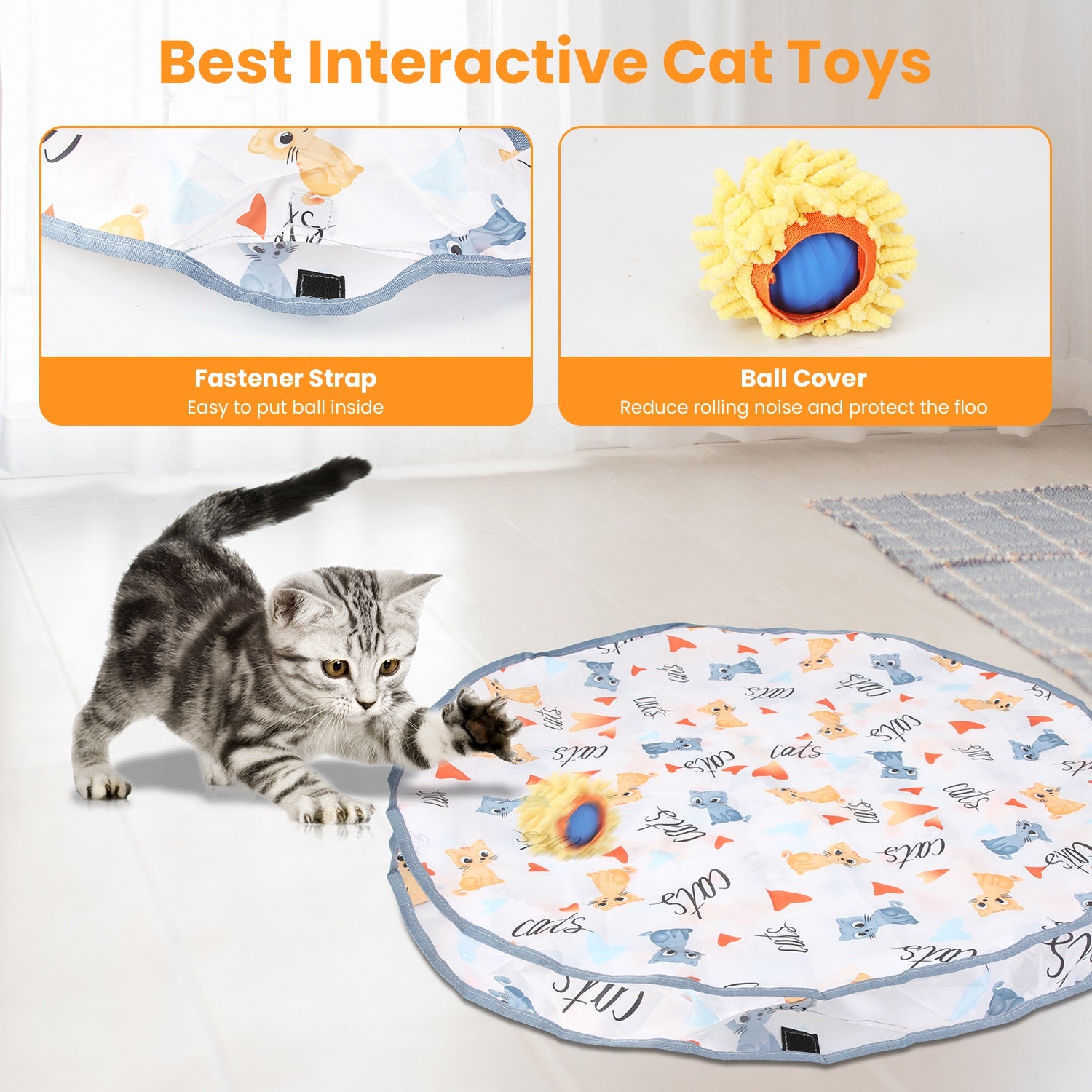 Jouets de chat 1Pc Ball rapide Rolling dans la poche Rechargeable Motion activé Jouets de chat interactifs