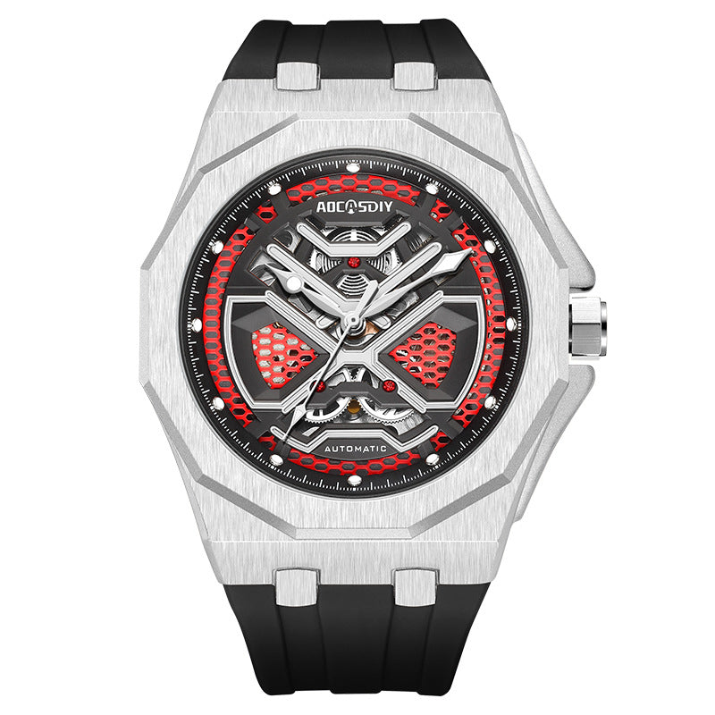 Montre mécanique Hollow tendance avec affichage lumineux et résistance à l'eau pour les hommes
