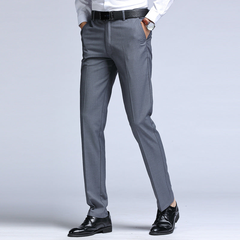 Pantalon de jambe droite polyvalent couleur solide pour hommes