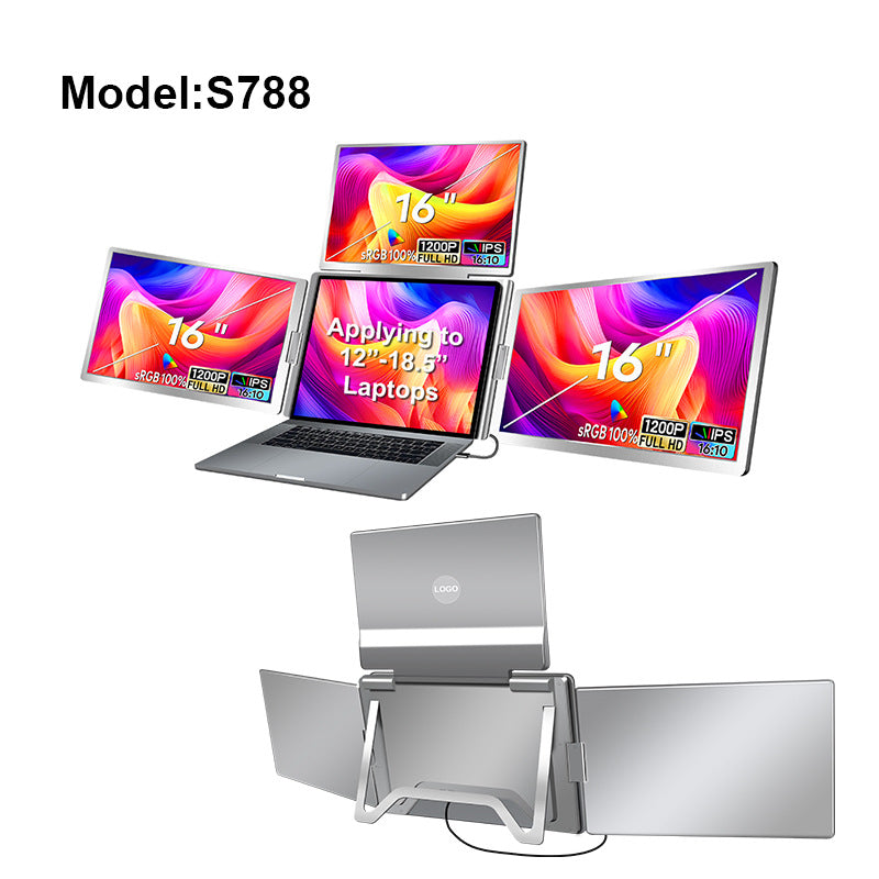 Affichage triple écran portable Connectez trois écrans avec un seul câble Ordinateur portable secondaire