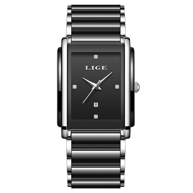 Mode Céramique en acier inoxydable couple montres Quartz montre