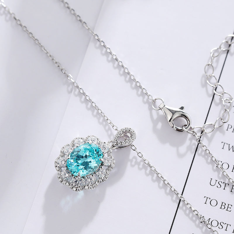 S925 Silver 4g Lab-Created Cobalt Spinel Paraiba Collier