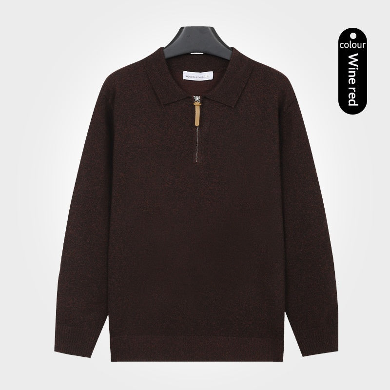 Pull à mailles Lapel avec une demi-zip Et des manches longues pour les hommes