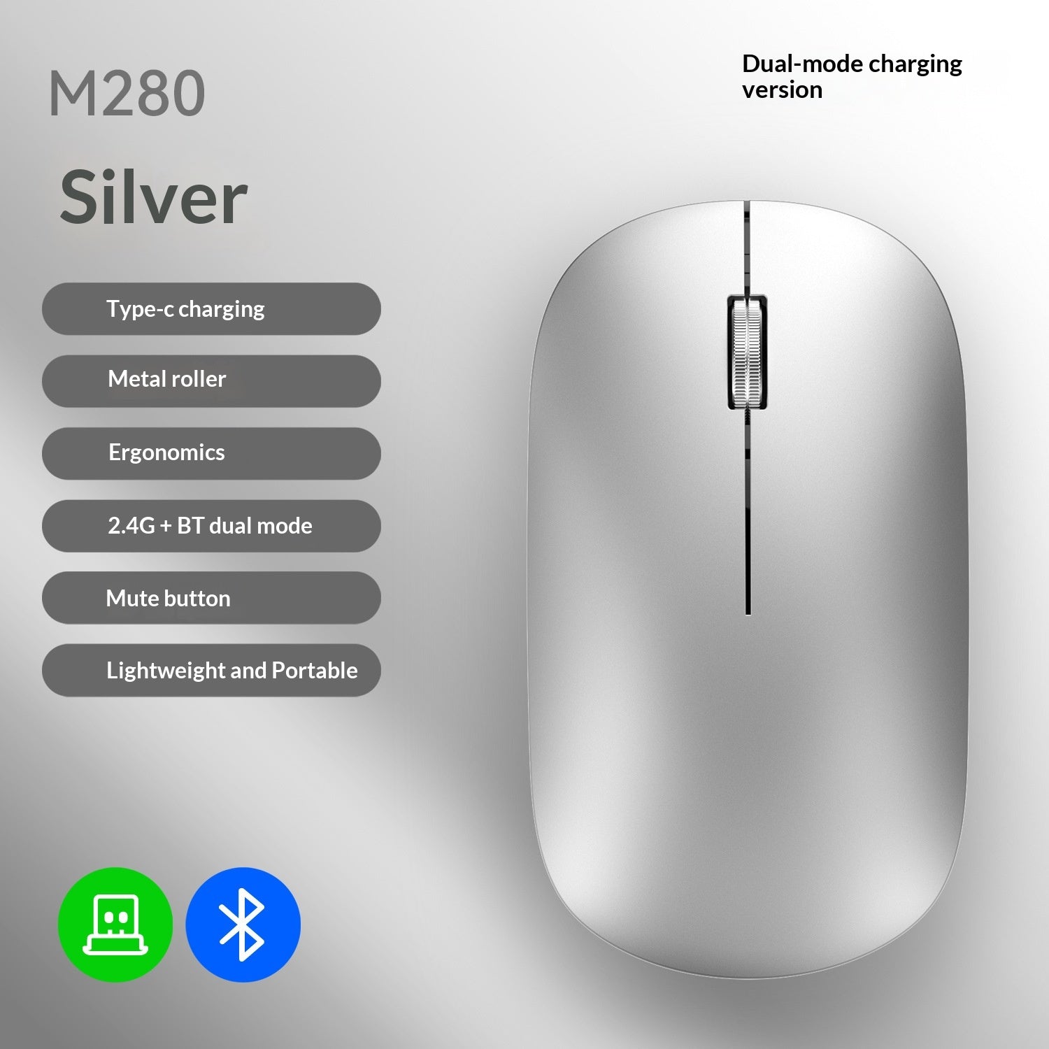 Souris sans fil bimode Bluetooth ultra-mince