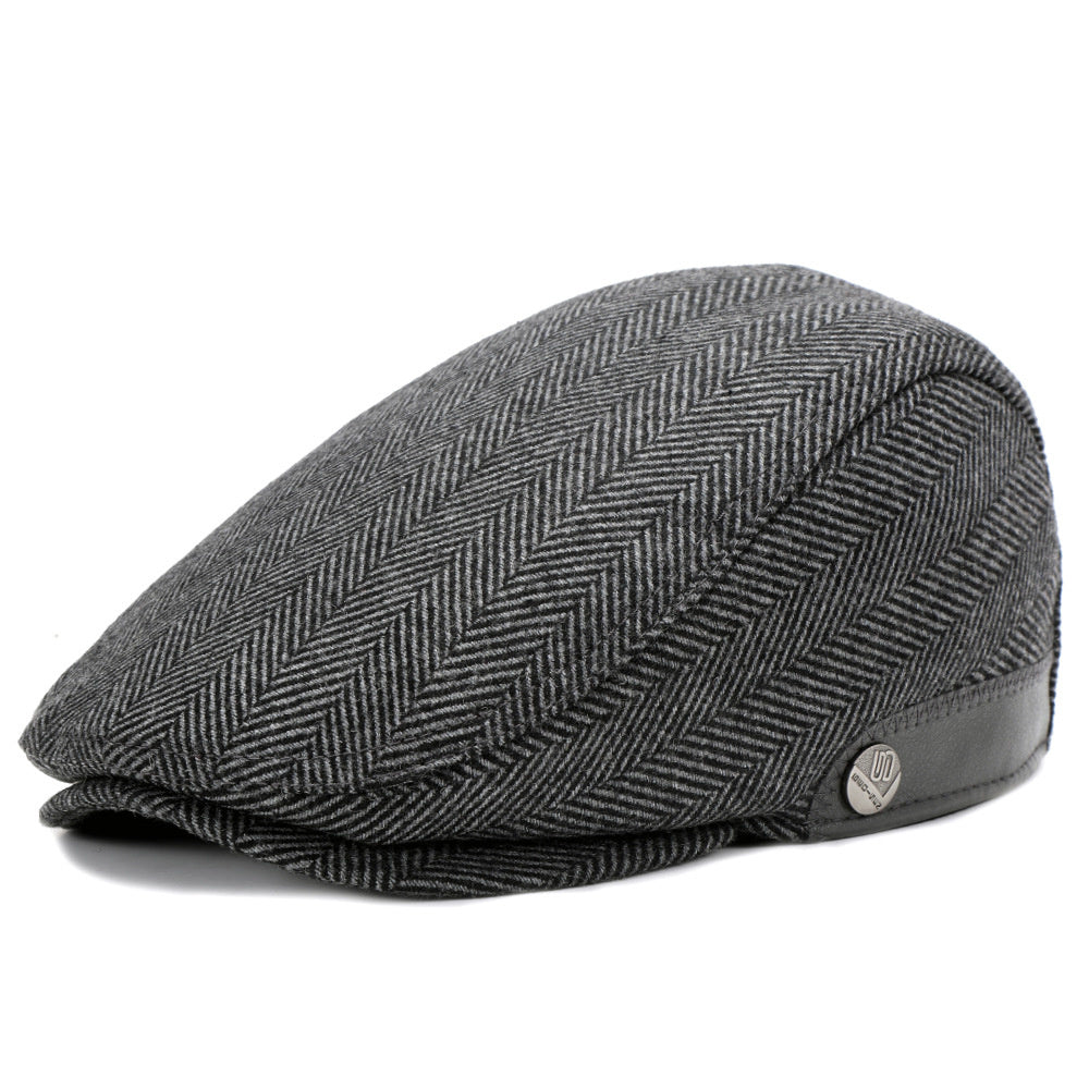 Woolen Beret Herringbone Pattern réglable