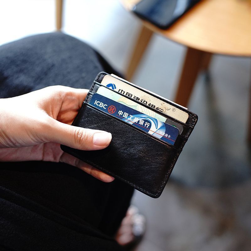 Porte-cartes rétro grande capacité en cuir ciré pour conducteurs Et ID