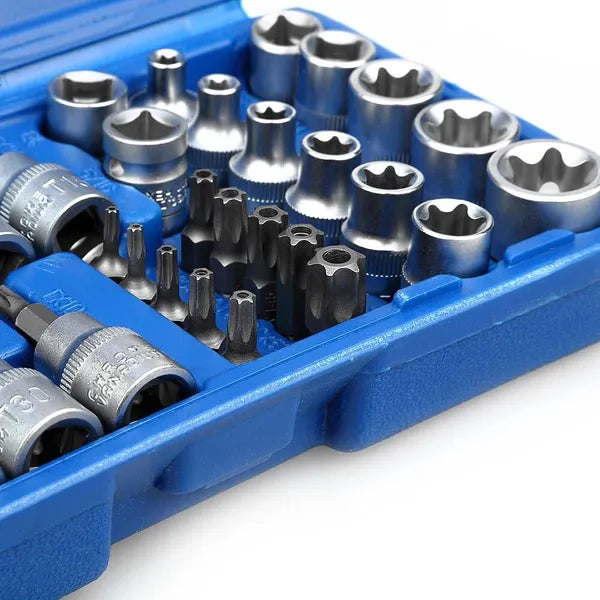 Socket Torx Bit 34pcs et E-Torx Star Socket Set 1/4" 3/8" 1/2" Drive Homme Femme E-torx S