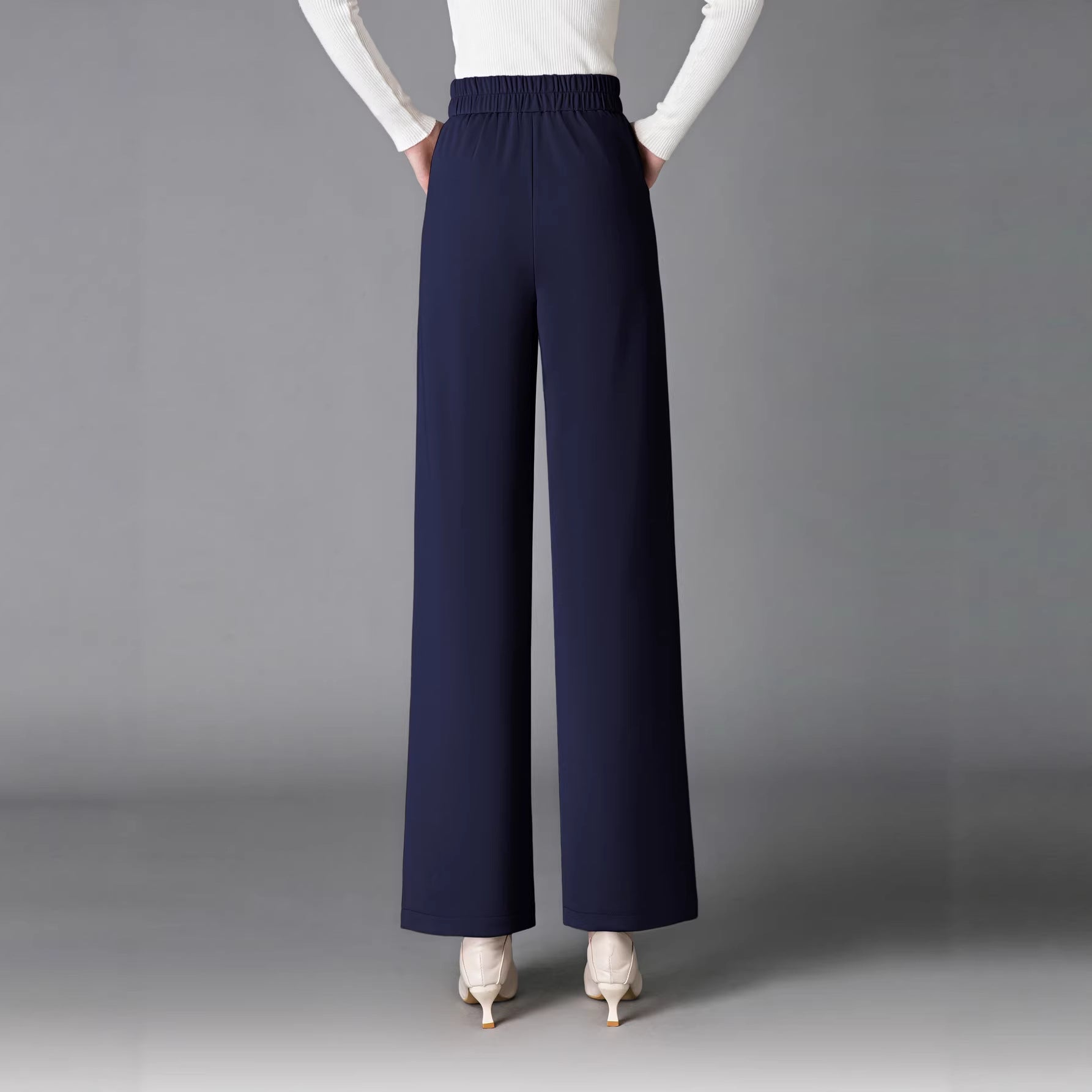 Femme Elastique-Wist Outerwear-ready Stretchy Slim-fit Pantalons à jambes larges