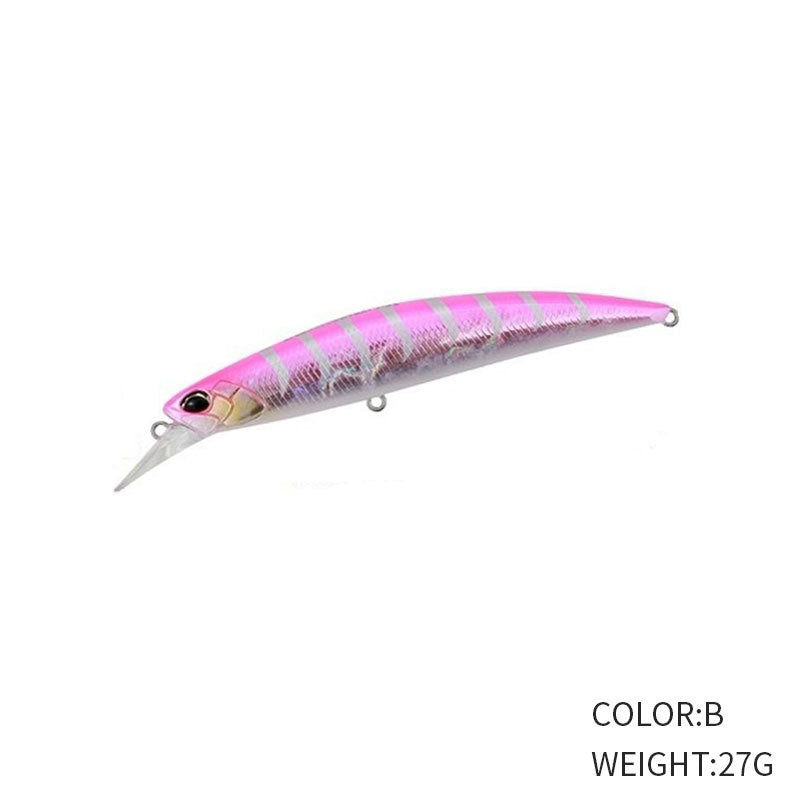Mino submergé 27g110mm Long lancer Courroie de la bouche de pêche en mer Fausse queue