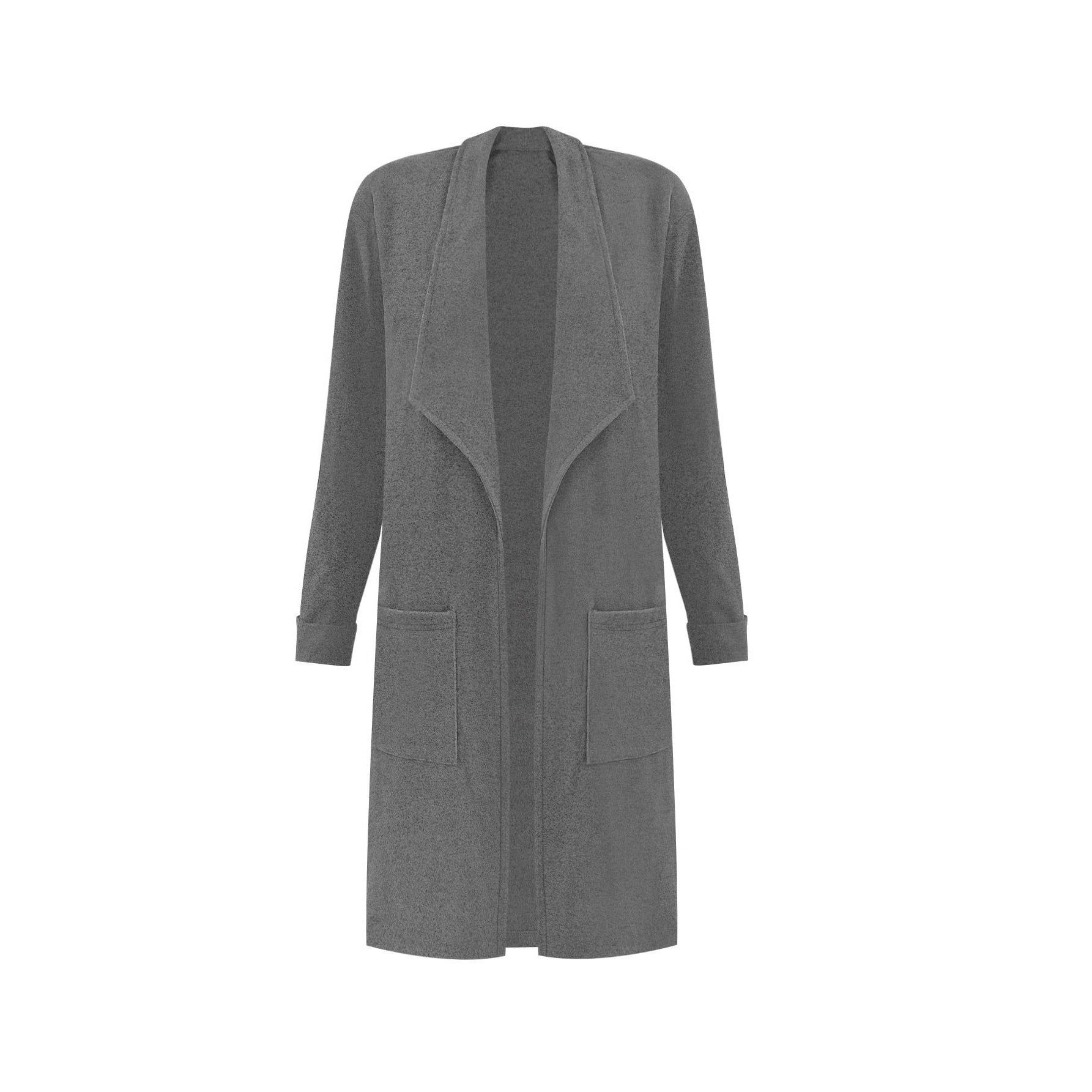 Femmes Waterfall Lapel Ouvert Avant Coat Longue Manche Loose Mid Longueur Veste Casual Outerwear
