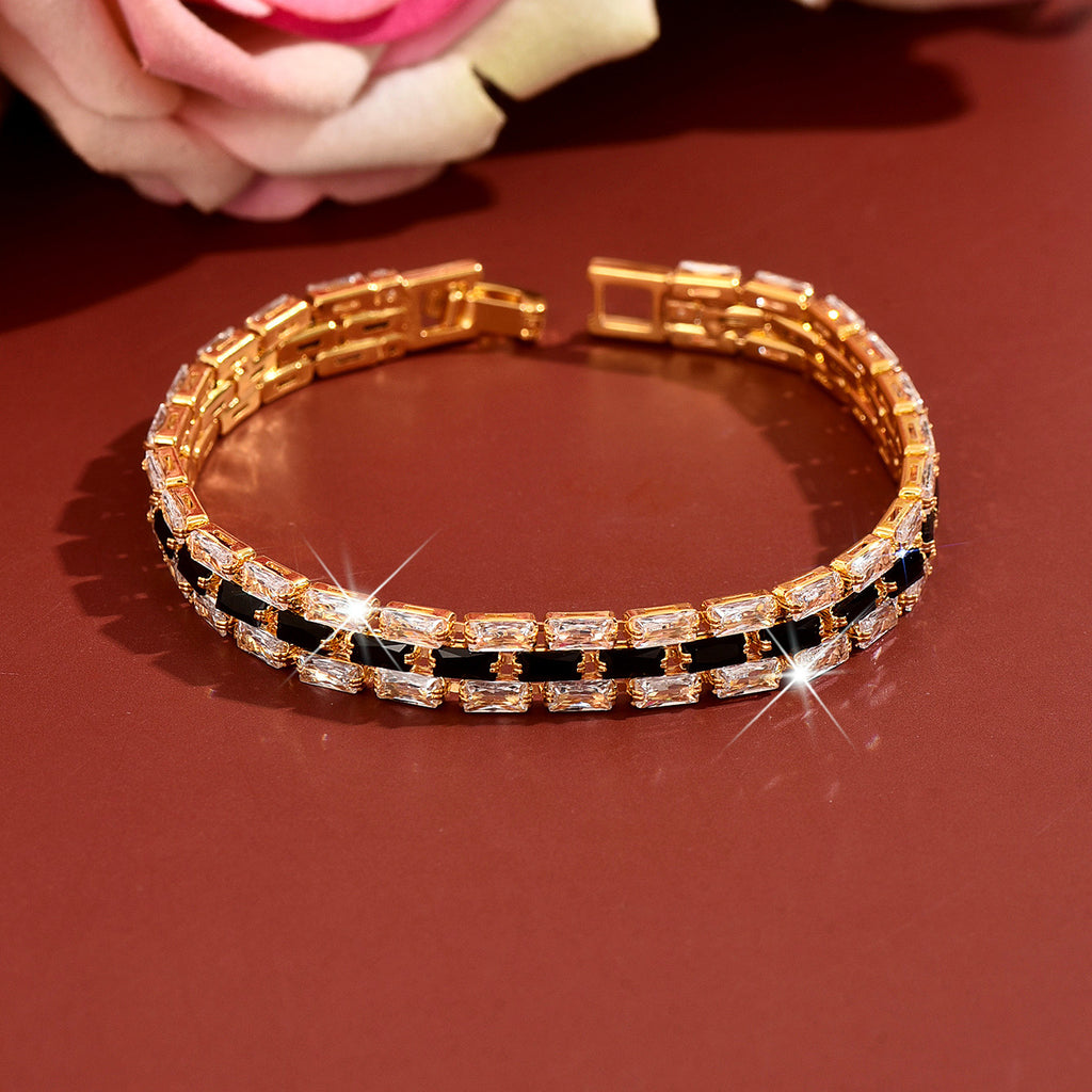 Femmes Deux rangée Baguette Couleur Bracelet de tennis CZ